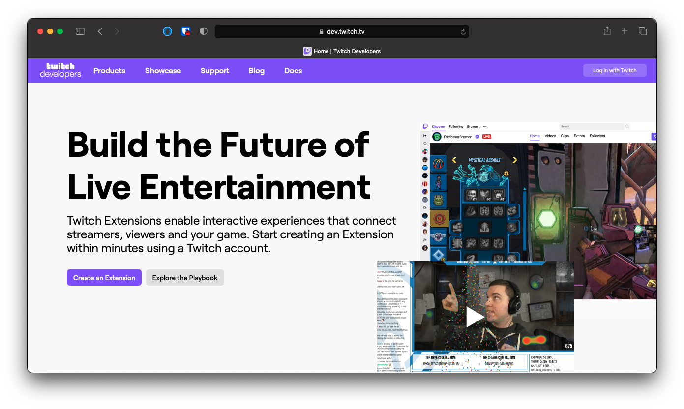 Twitch 开发者页面