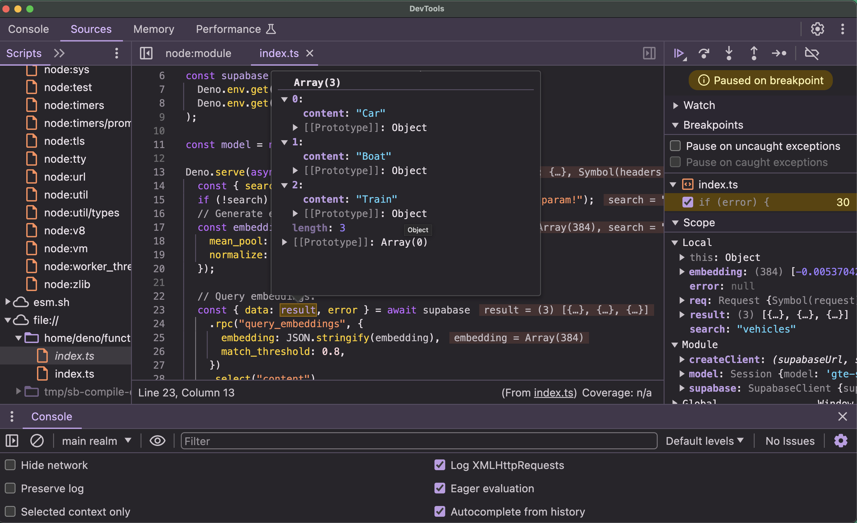 在 Chrome DevTools 中调试。