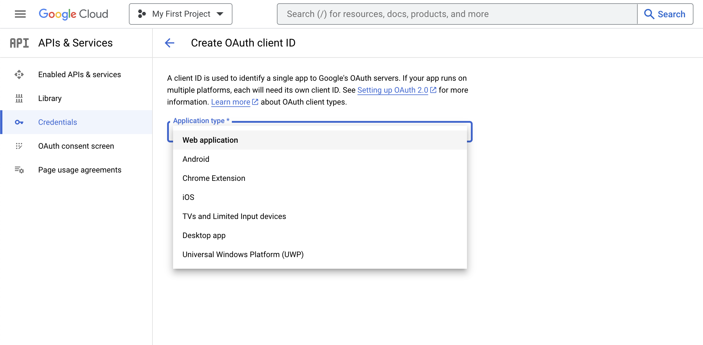 创建 Google OAuth 凭据