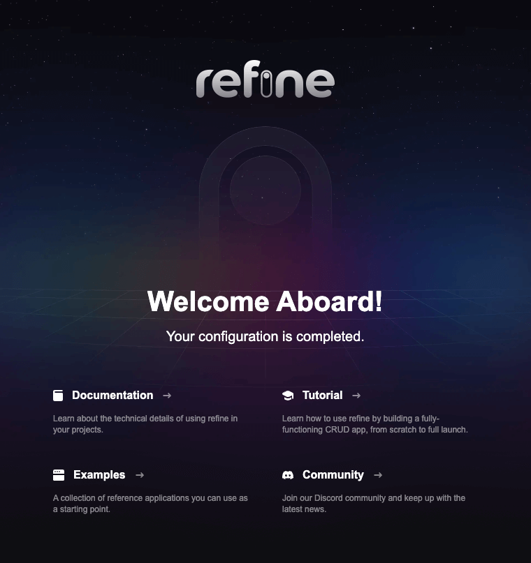 refine 欢迎页面